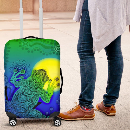 aboriginal-luggage-covers-indigenous-frog-blue