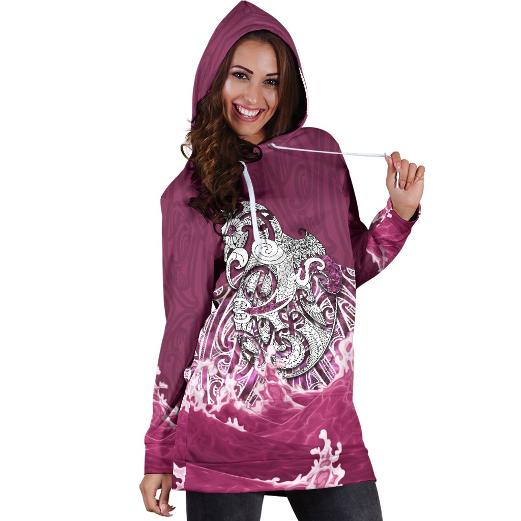 maori-manaia-the-blue-sea-womens-hoodie-dress-pink