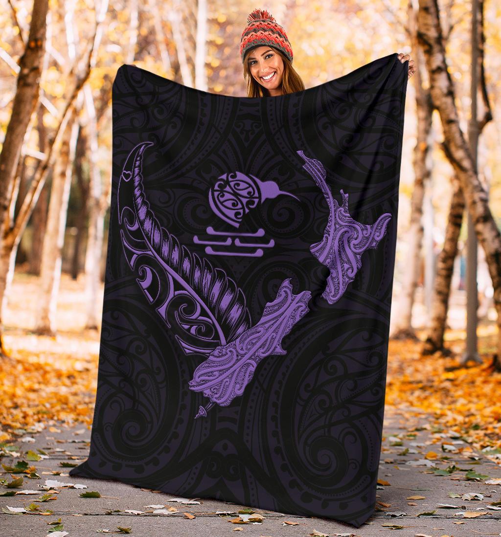 new-zealand-heart-premium-blanket-map-kiwi-mix-silver-fern-pastel-purple