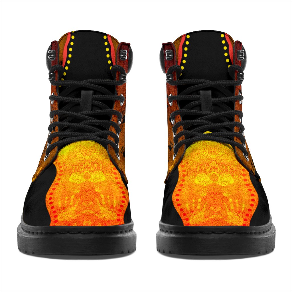boots-aboriginal-rock-painting-hand-art-golden-style-all-season