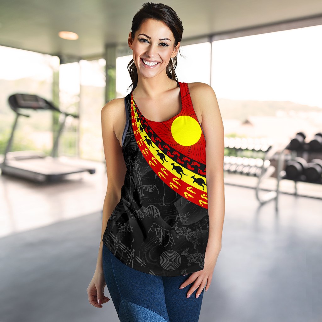 Aboriginal Women's Racerback Tank, Indigenous Flag Circle Dot Painting - Vibe Hoodie