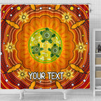 custom-text-aboriginal-shower-curtain-turtle-circle-dot-painting-art