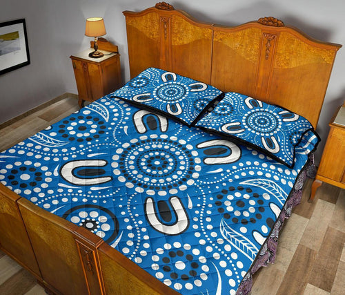 aboriginal-quilt-bed-set-indigenous-circle-dot-painting-blue-color