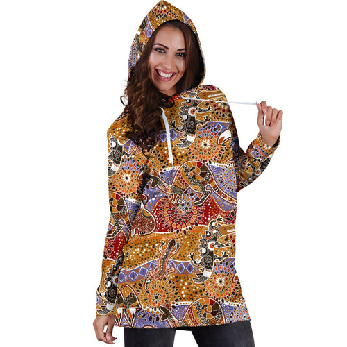 aboriginal-hoodie-dress-koala-kangaroo-patterns-australian-animals