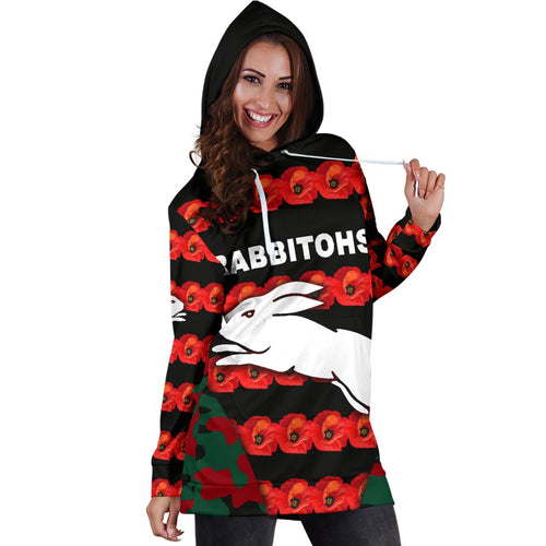 south-sydney-rabbitohs-womens-hoodie-dress-anzac-day-poppy-flower-vibes