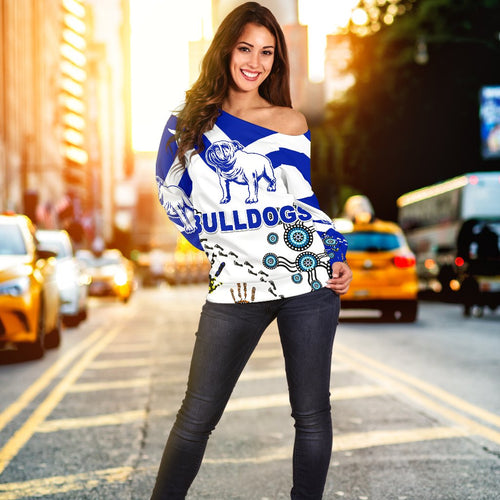 Canterbury-Bankstown Bulldogs Women Off Shoulder Sweater Indigenous - NO.1 - Vibe Hoodie