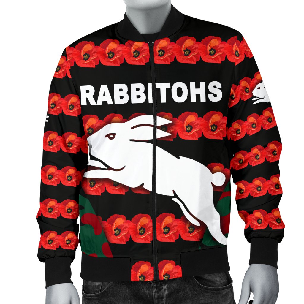 south-sydney-rabbitohs-mens-bomber-jacket-anzac-day-poppy-flower-vibes