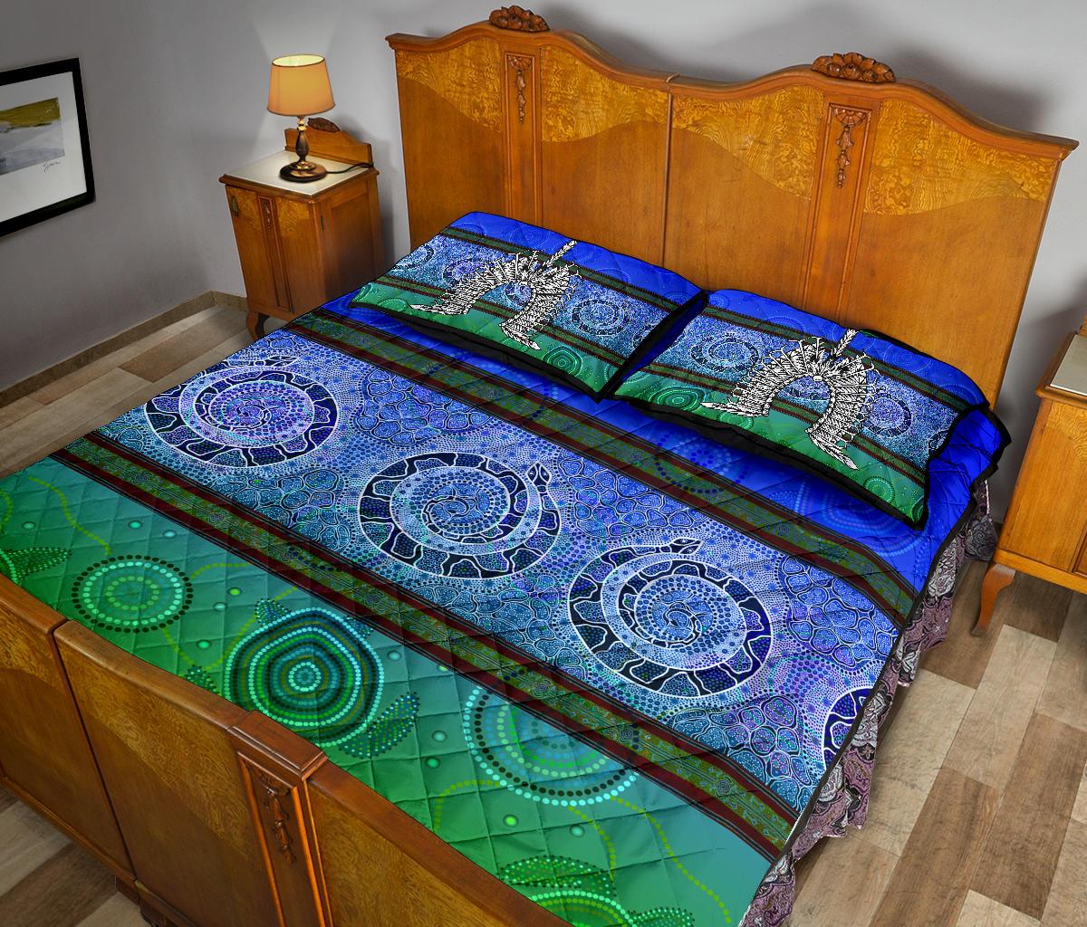 quilt-bed-set-turtle-with-dhari-mask-snake-patterns