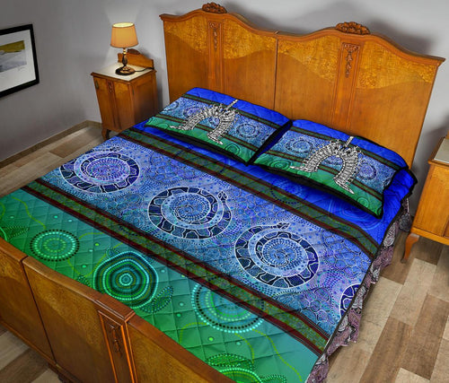 quilt-bed-set-turtle-with-dhari-mask-snake-patterns