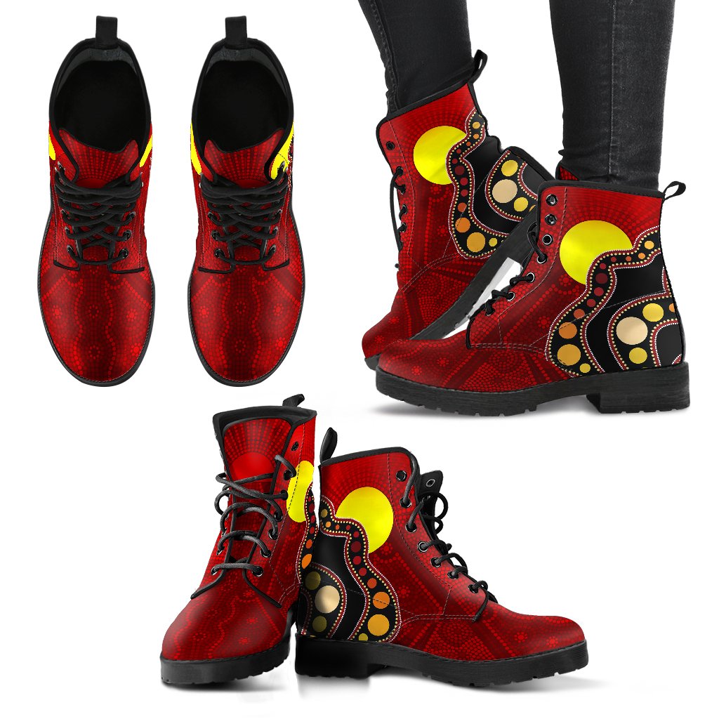 aboriginal-leather-boots-australia-aboriginal-lives-matter-flag-circle-dot-painting-art-boots