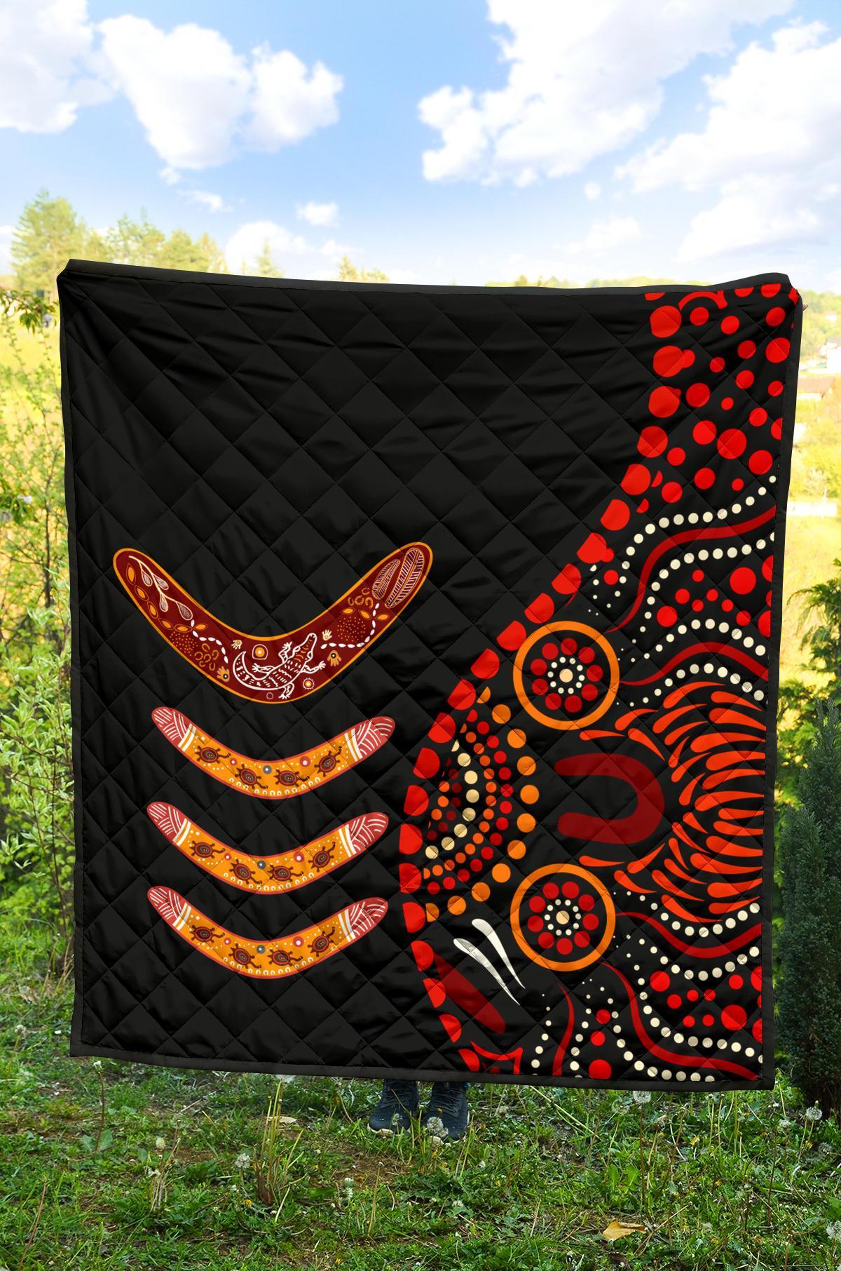aboriginal-premium-quilt-aboriginal-boomerangs-with-dot-painting-pattern