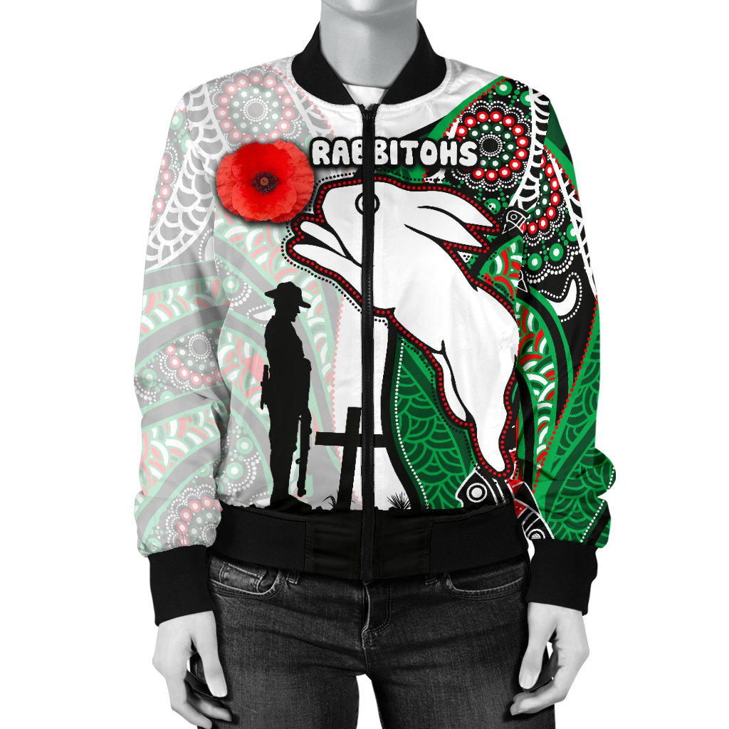 custom-personalised-rabbitohs-womens-bomber-jacket-indigenous-anzac-day