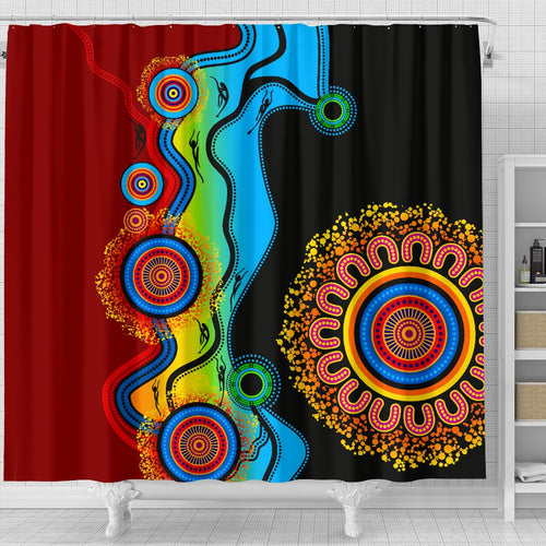aboriginal-shower-curtain-indigenous-art-color-circle-patterns-blue-dream