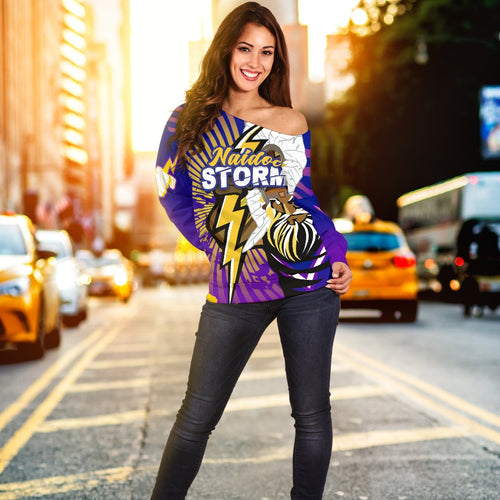 Storm Naidoc Week Women's Off Shoulder Sweater Indigenous Style - Vibe Hoodie