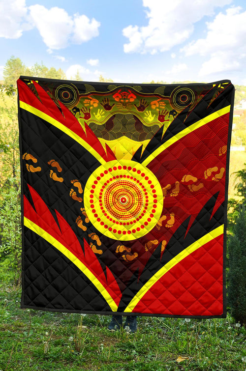 aboriginal-premium-quilt-indigenous-flag-with-footprint-hand-art