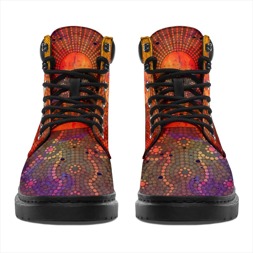 aboriginal-all-season-boots-australia-indigenous-flag-circle-dot-painting-art-golden