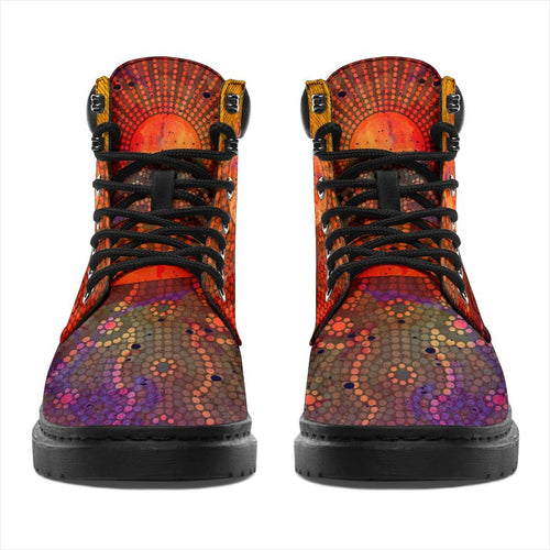 aboriginal-all-season-boots-australia-indigenous-flag-circle-dot-painting-art-golden
