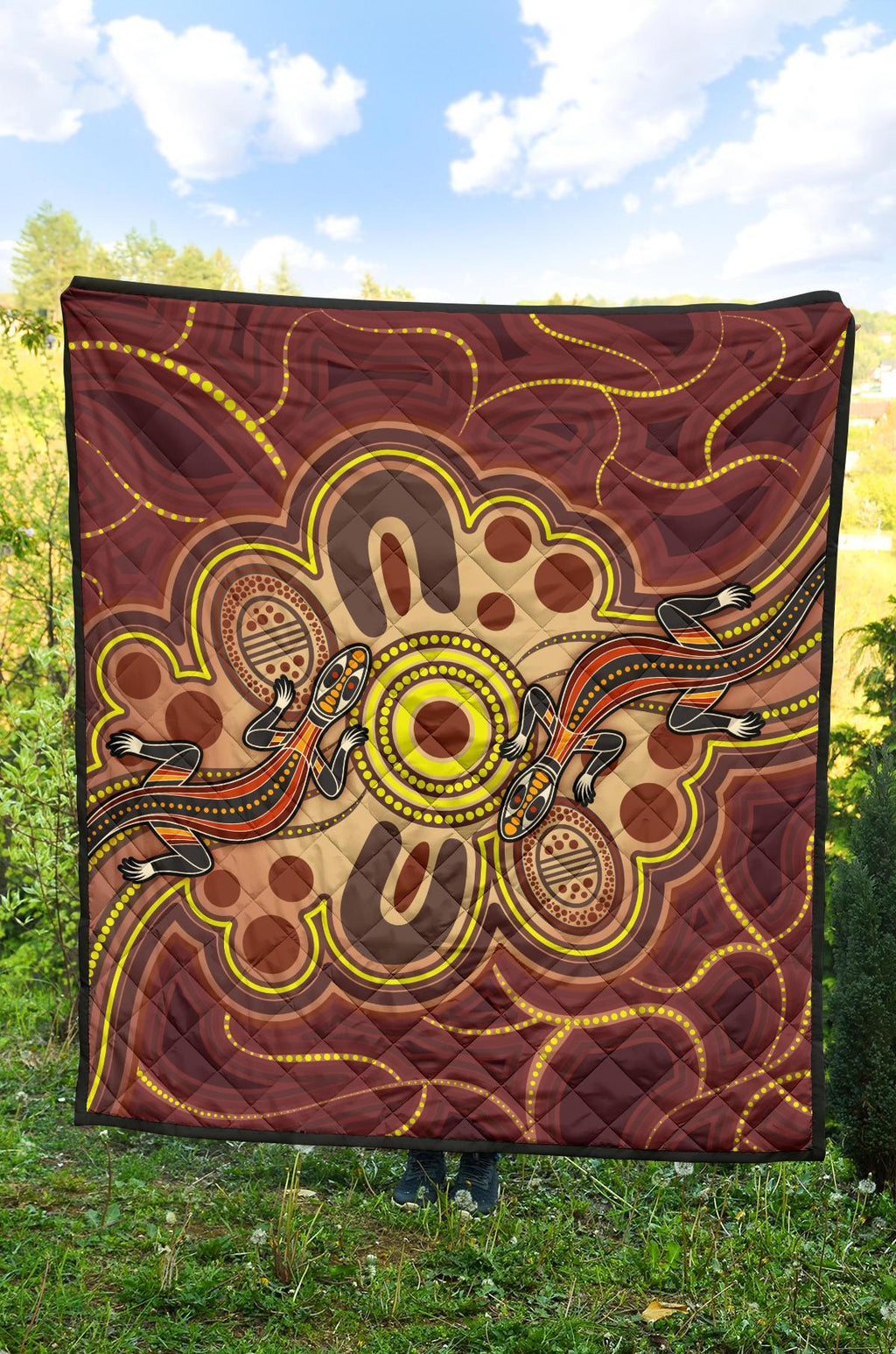 aboriginal-premium-quilt-indigenous-lizard-dot-painting-art