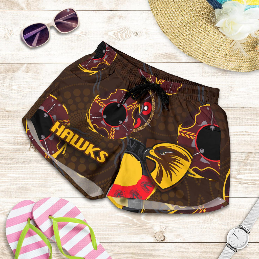 Hawthorn Women Shorts Hawks Indigenous - Brown - Vibe Hoodie