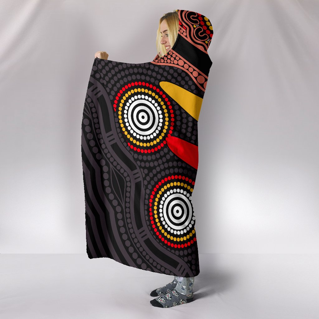 aboriginal-hooded-blanket-boomerang-art-circle-dot-painting