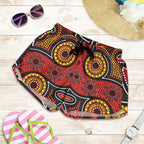 Aboriginal Women's Shorts - Indigenous Circle Dot Painting Style- - Vibe Hoodie