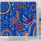 aboriginal-shower-curtain-indigenous-footprint-patterns-blue-color