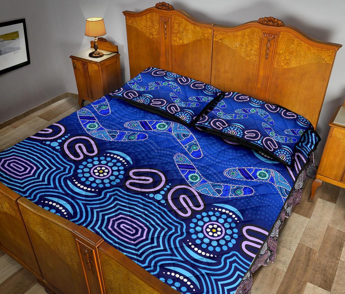 aboriginal-quilt-bed-set-boomerangs-and-dot-painting-art-ver02