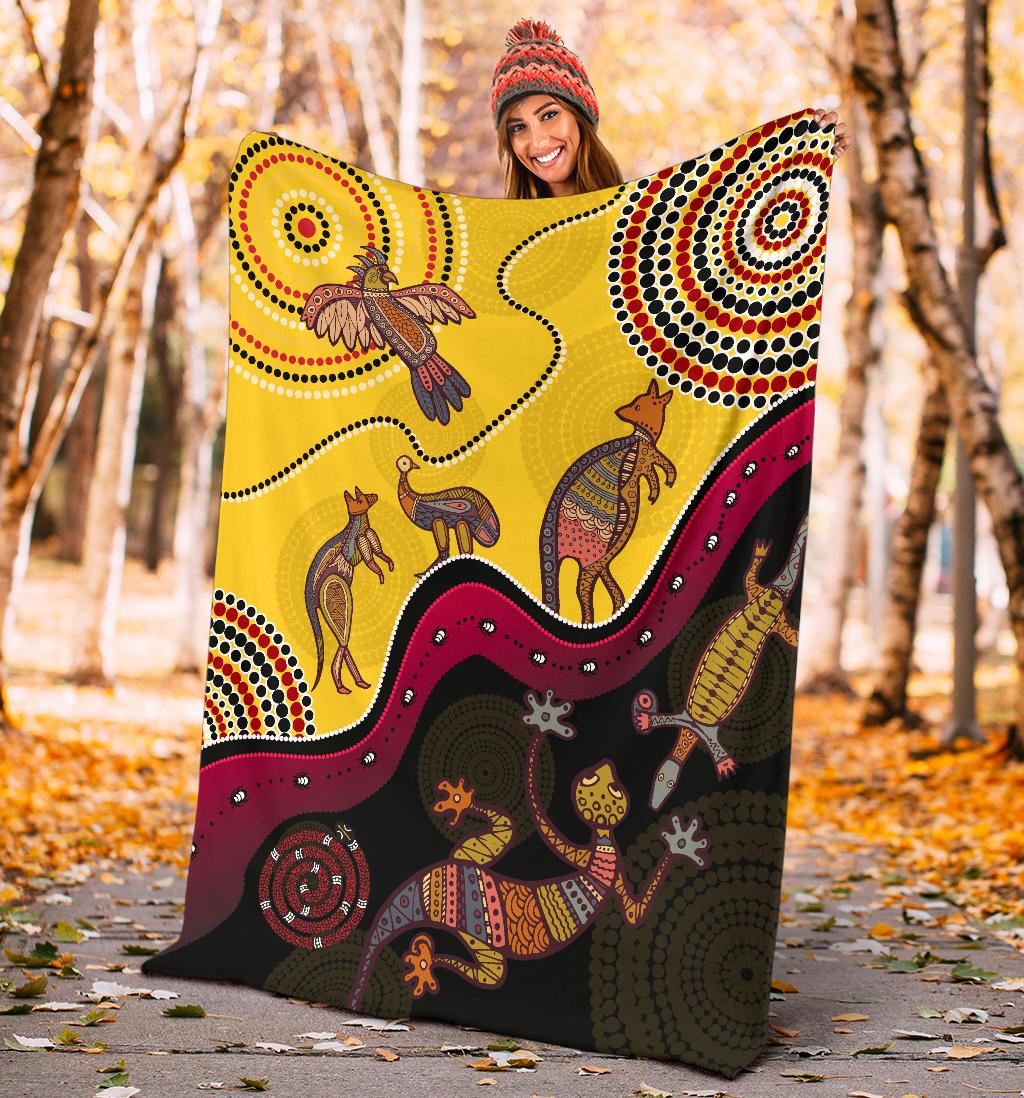 aboriginal-premium-blanket-indigenous-animals-life-art