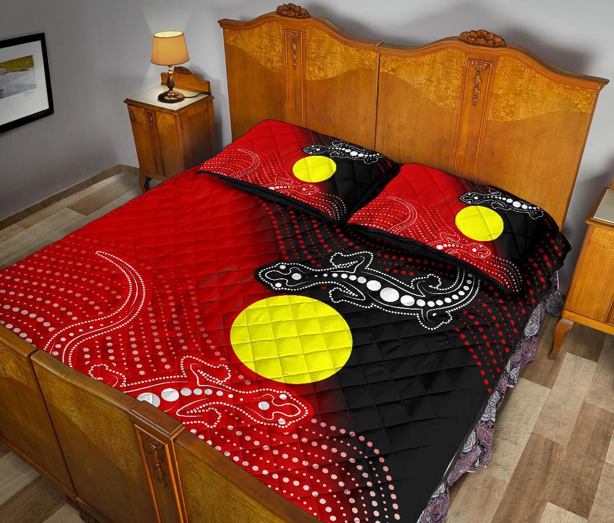 aboriginal-quilt-bed-set-two-indigenous-lizard