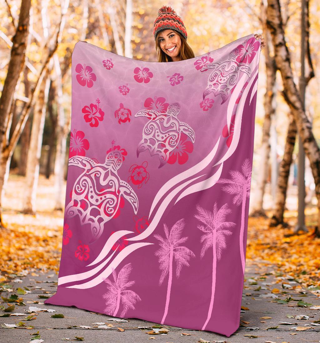 pink-turtle-hibiscus-premium-blanket