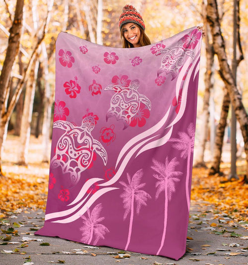 pink-turtle-hibiscus-premium-blanket