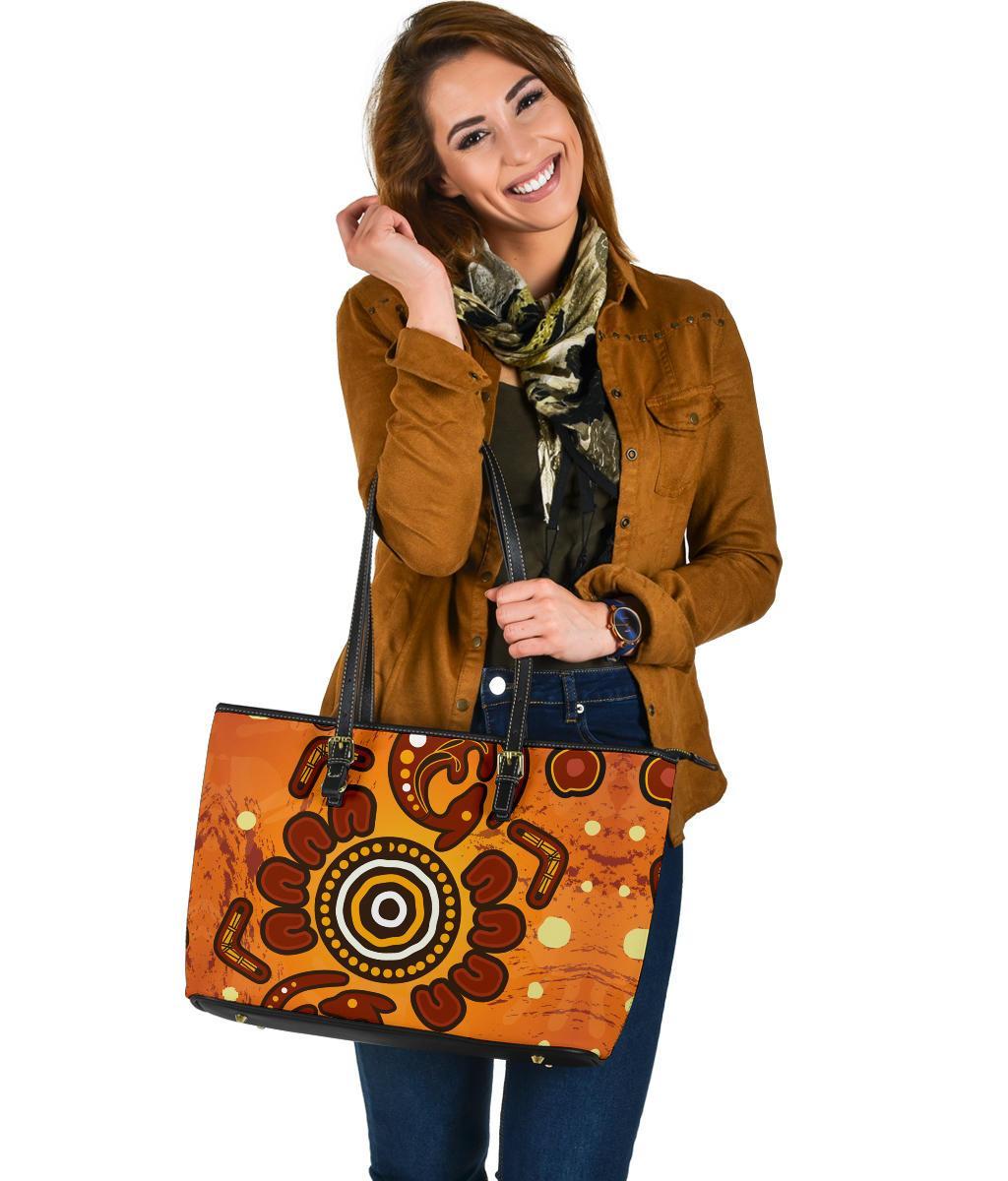 aboriginal-large-leather-tote-bag-baby-kangaroo-and-dot-painting-patterns
