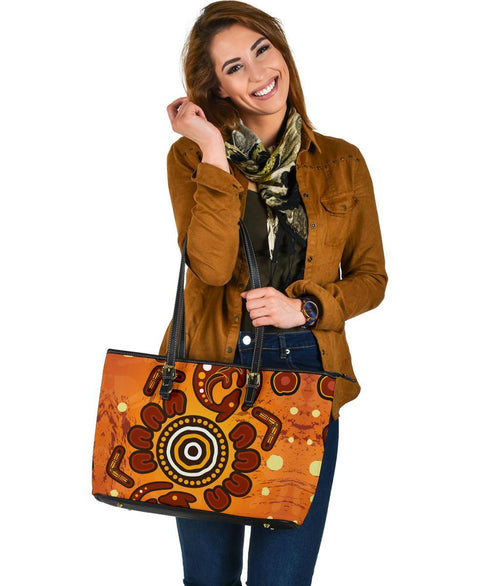 aboriginal-large-leather-tote-bag-baby-kangaroo-and-dot-painting-patterns