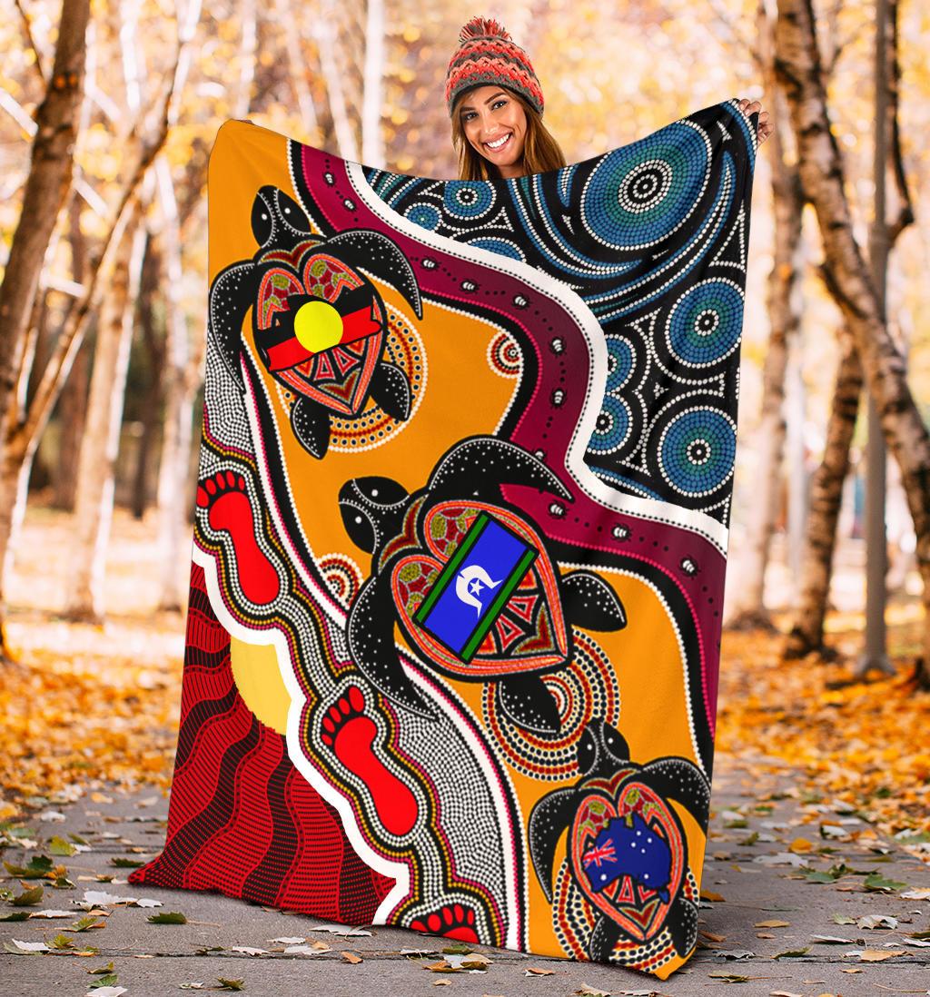 premium-blanket-australia-aboriginal-dots-with-turtle-and-naidoc-flags