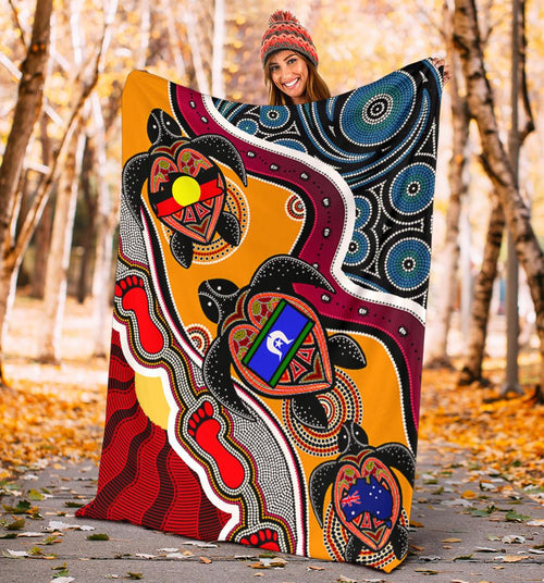 premium-blanket-australia-aboriginal-dots-with-turtle-and-naidoc-flags