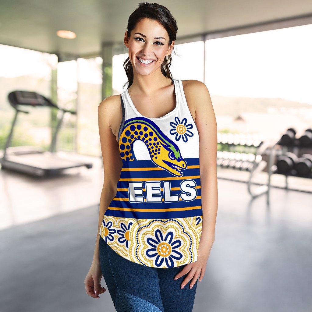 Eels Rugby Women Racerback Tank Indigenous Parramatta Newest White - Vibe Hoodie