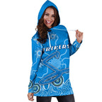 Strikers Women Hoodie Dress Indigenous Blue Energy - Vibe Hoodie