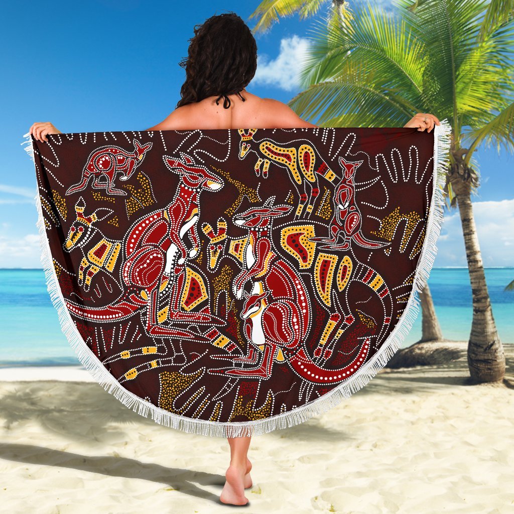 aboriginal-beach-blanket-kangaroo-family-with-hand-art