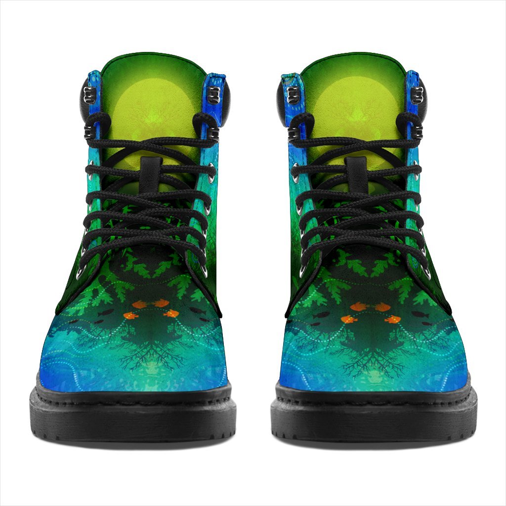 aboriginal-all-seaason-boots-indigenous-turtle-ocean-dot-painting-art