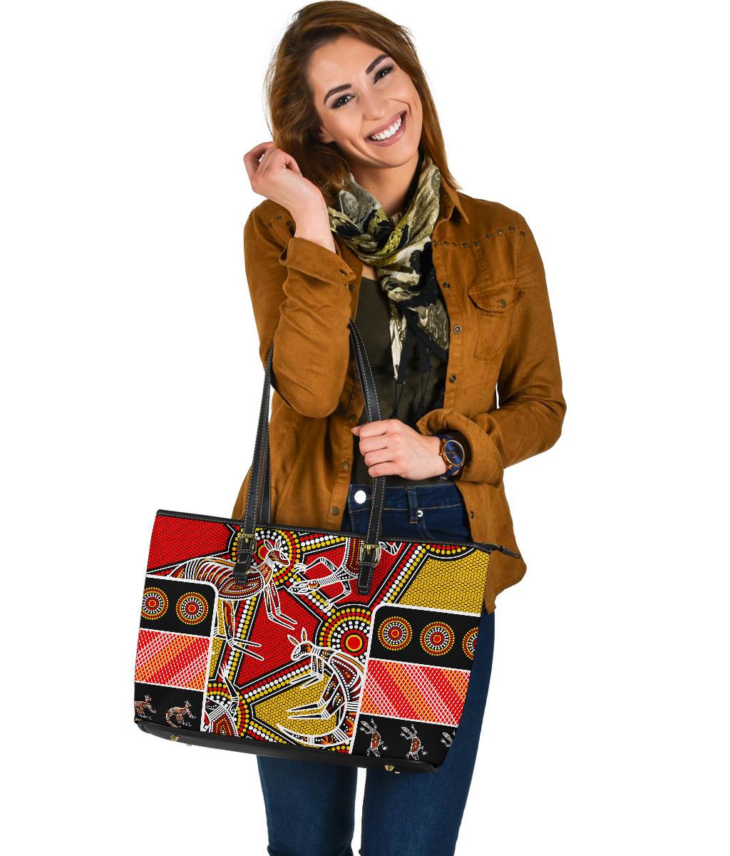 aboriginal-large-leather-tote-bag-kangaroo-dot-painting-patterns