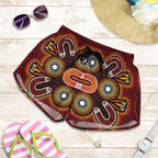 ABoriginal Women's Shorts - Aboriginal Dot Painting Flowers Style - Vibe Hoodie