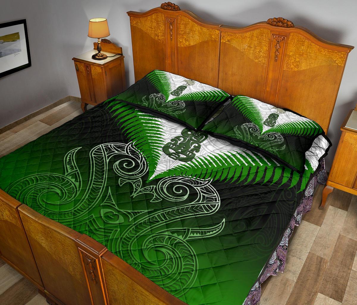 quilt-bed-set-nz-maori-manaia-green