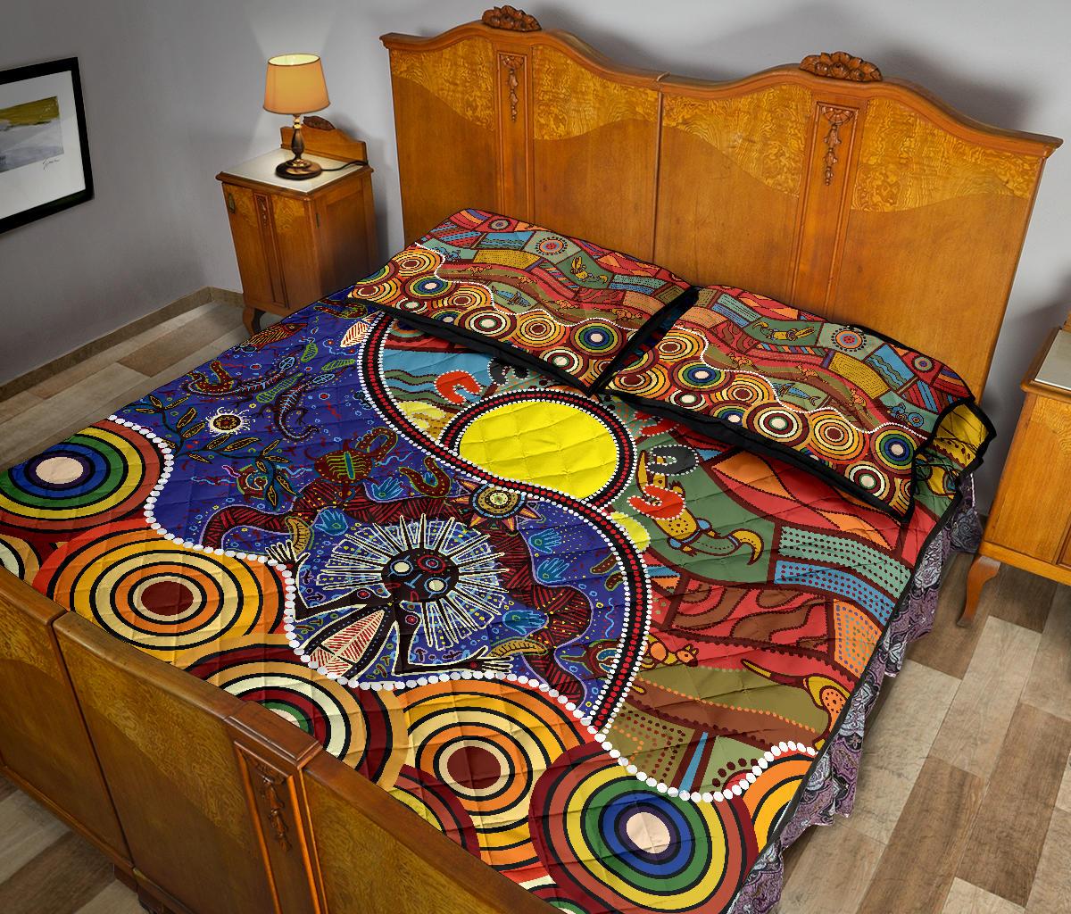 aboriginal-quilt-bed-set-shaman-people-and-animalsshaman-people-and-animals