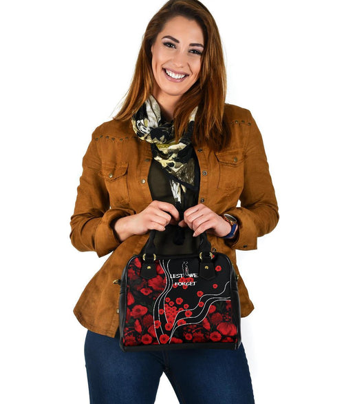 Anzac Lest We Forget Shoulder Handbag - Poppy Flowers - Vibe Hoodie