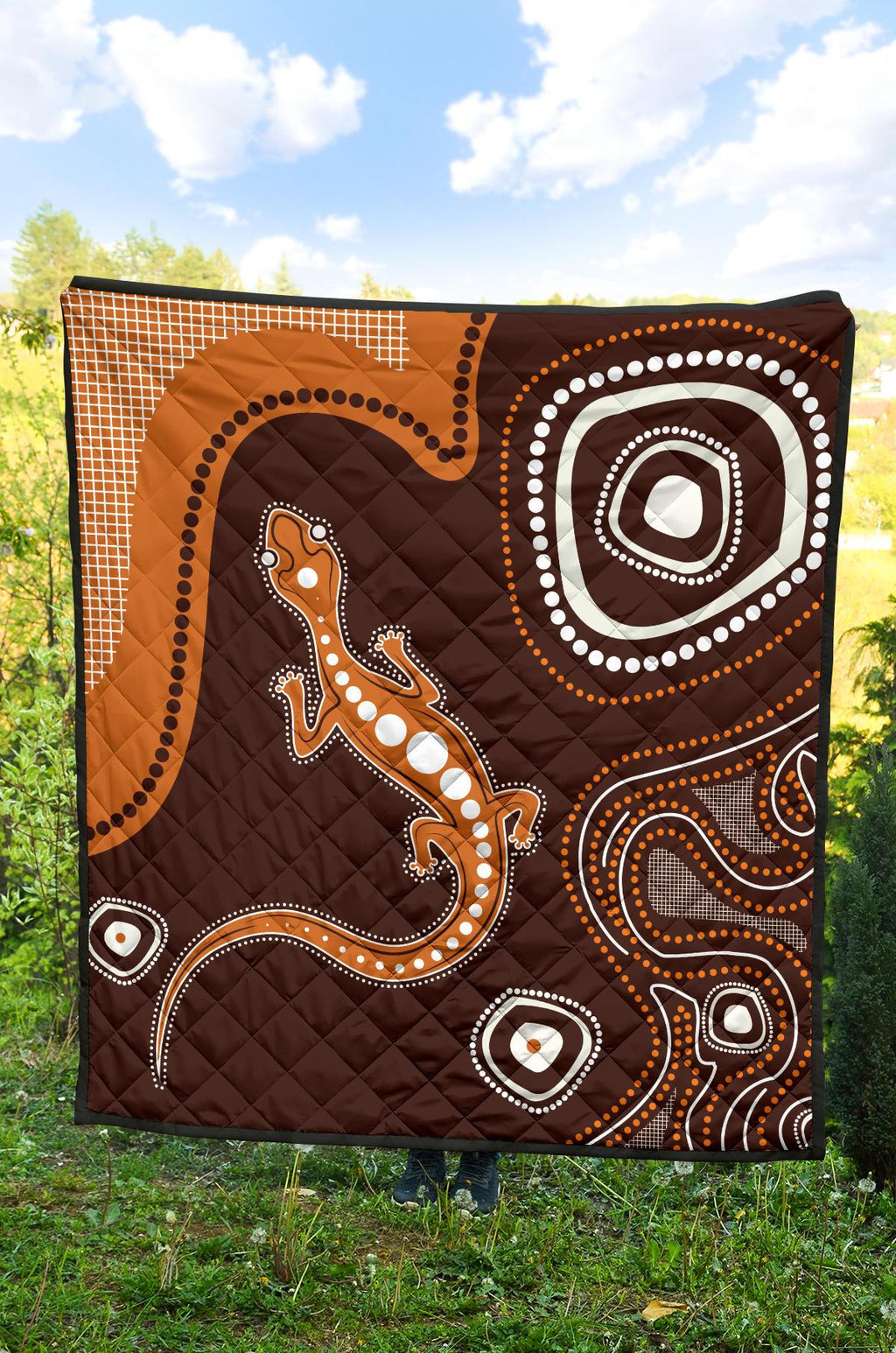 aboriginal-premium-quilt-australia-orange-lizard-aboriginal-art-1