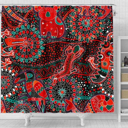 shower-curtains-aboriginal-animal-dot-acrylic-paint