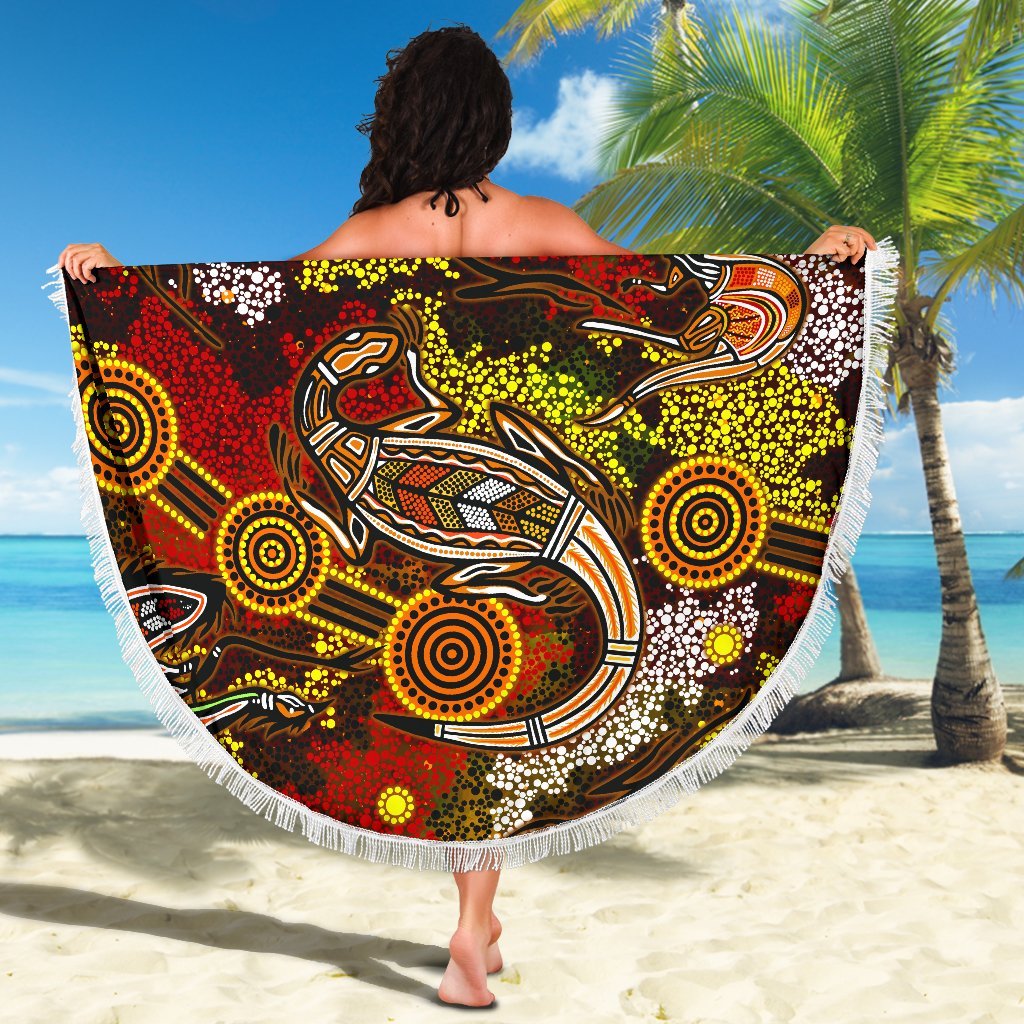 aboriginal-beach-blanket-kangaroo-and-lizard-dot-painting-art