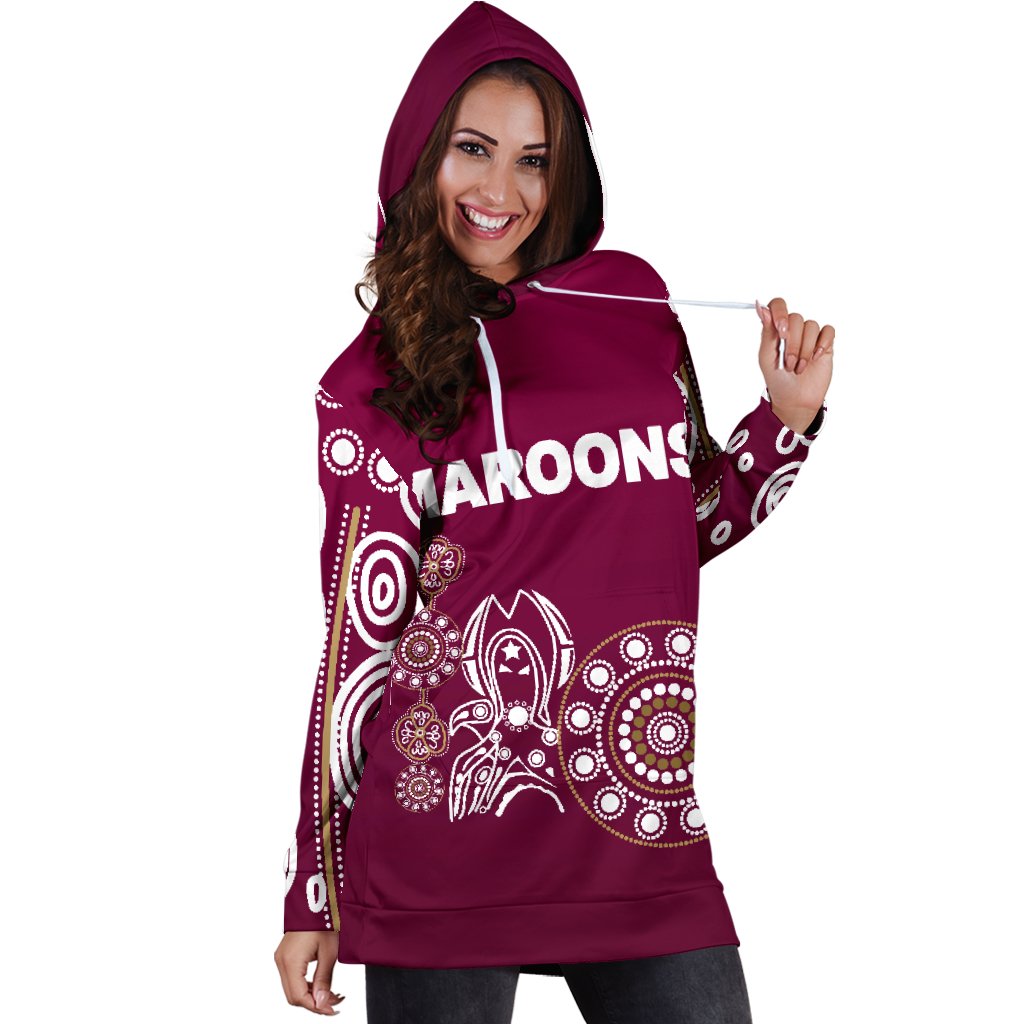 queensland-womens-hoodie-dress-maroons-simple-indigenous
