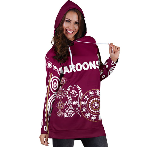 queensland-womens-hoodie-dress-maroons-simple-indigenous