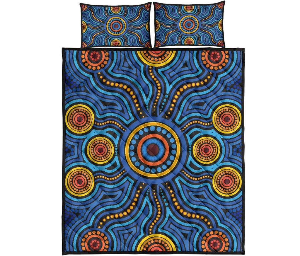 aboriginal-quilt-bed-set-aboriginal-flower-blue-dot-painting-art